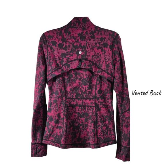 Lululemon Athletica Size 8 Activewear Jacket Full Zip Vented Back Black Burgundy - Picture 2 of 6